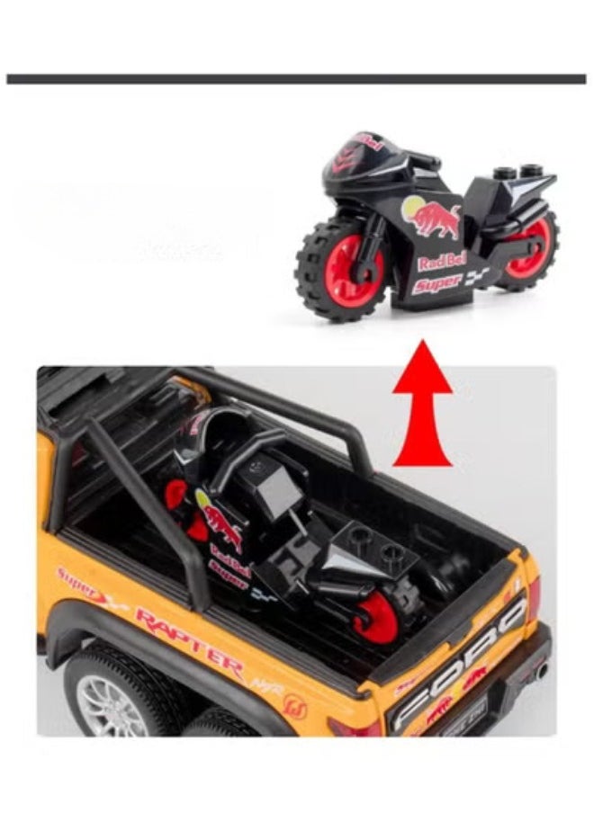 CHE ZHI 1:28 Red Bull Alloy Diecast Metal Cars Truck Model - Pull Back Vehicle Toy for Boys and Girls (Yellow)  - Image 2