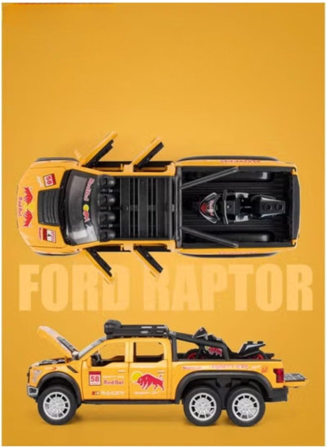 CHE ZHI 1:28 Red Bull Alloy Diecast Metal Cars Truck Model - Pull Back Vehicle Toy for Boys and Girls (Yellow)  - Image 4