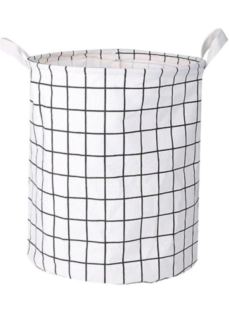 TYCOM Large Laundry Basket Canvas Storage Bins Baby Nursery Hamper for Boys and Girls Toy Box Gift Baskets for Home,Office,Home Decor - Square White 