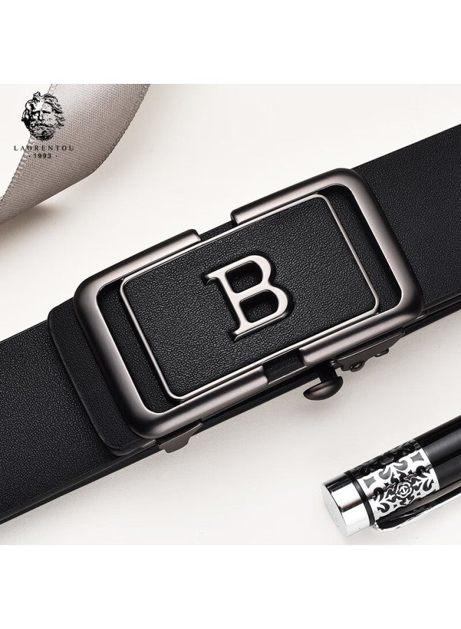 Laorentou Men's Genuine Leather Belt, Business Casual Automatic Buckle Waistband, Gift Box For Young And Middle-aged Men, Birthday Present For Boyfriend - Image 1