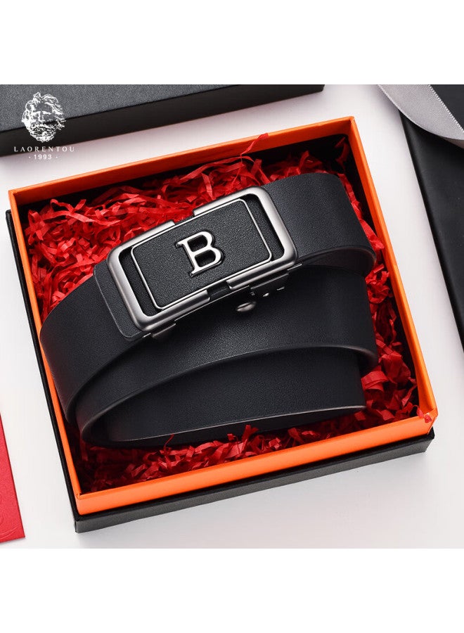 Laorentou Men's Genuine Leather Belt, Business Casual Automatic Buckle Waistband, Gift Box For Young And Middle-aged Men, Birthday Present For Boyfriend - Image 3