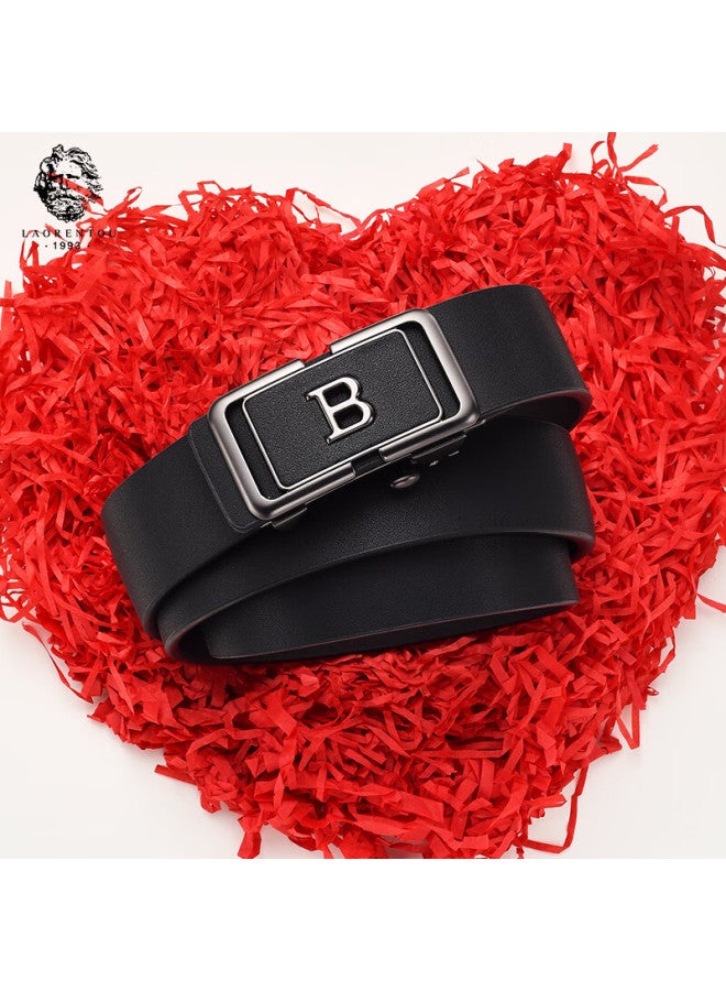 Laorentou Men's Genuine Leather Belt, Business Casual Automatic Buckle Waistband, Gift Box For Young And Middle-aged Men, Birthday Present For Boyfriend - Image 2