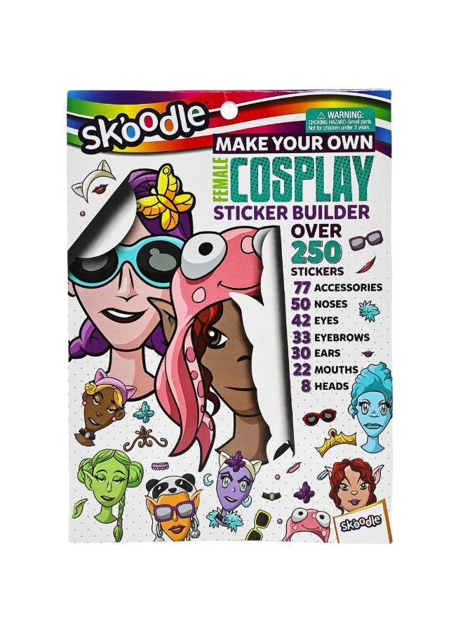 SKOODLE Female Cosplay Sticker Builder | Make Your Own Sticker |  Art & Craft kit | Fun Activity For Kids | Age 3+ - Image 1