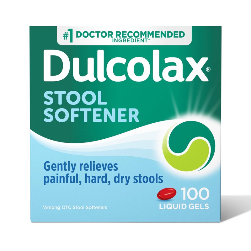 Dulcolax Stool Softener Laxative Liquid Gel Capsules, Gentle Constipation Relief for Hard, Dry Stools, Docusate Sodium 100 mg, 100 Count - Image 1