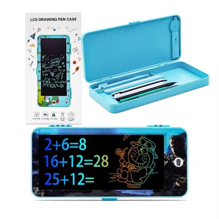 Krireen Writing Tablet 2 in 1- Pencil Case for Kids | LCD Digital Slate, E-Note Pad for Boys & Girls | LCD Drawing Pencil Box |Doodle Writing Board for School Going (Color May Vary) Pack of 1 - Image 1