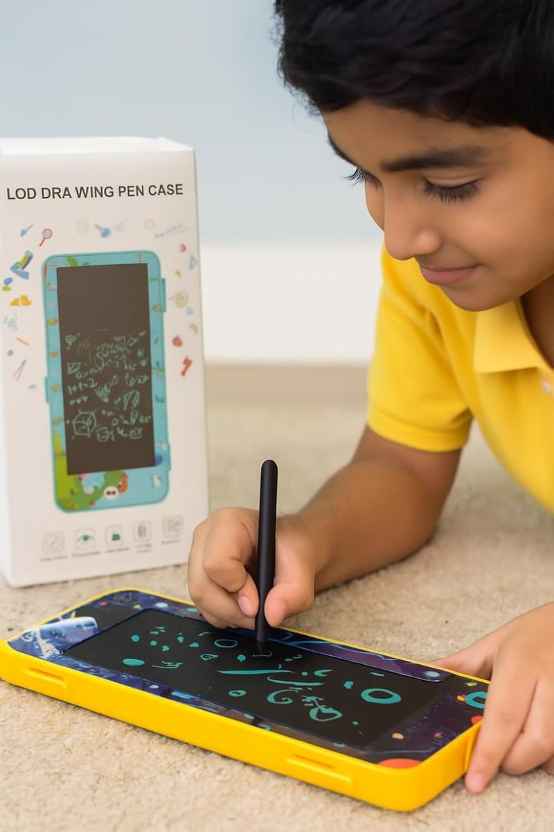 Krireen Writing Tablet 2 in 1- Pencil Case for Kids | LCD Digital Slate, E-Note Pad for Boys & Girls | LCD Drawing Pencil Box |Doodle Writing Board for School Going (Color May Vary) Pack of 1 - Image 5