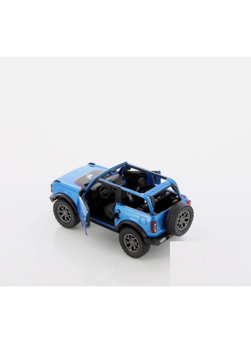 كين سمارت سيارة فورد برونكو إصدار 2022 بمقياس 1:34، نموذج مصبوب من المعدن، تعمل بآلية السحب للخلف وأبواب قابلة للفتح - أزرق - Image 2