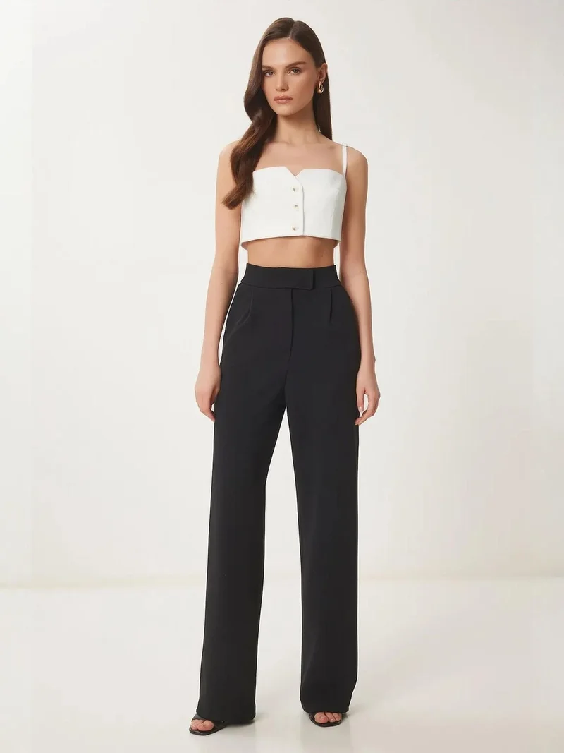 إسطنبول الساحرة ISTANBUL High Waist Textured Palazzo Pants
