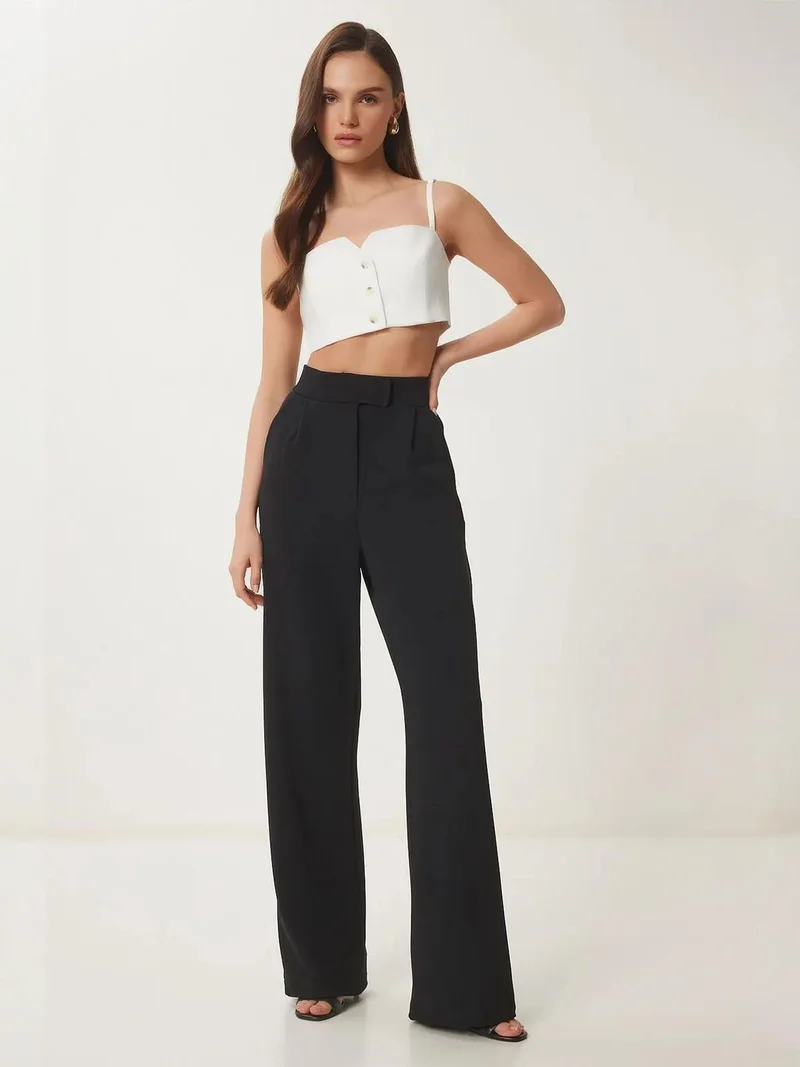 إسطنبول الساحرة ISTANBUL High Waist Textured Palazzo Pants