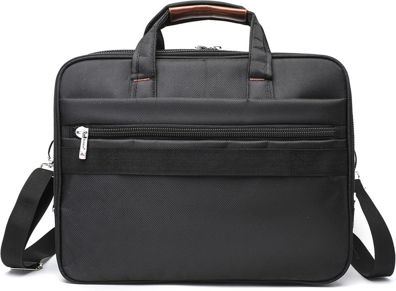 16 Inch Nylon Laptop Carrying Case with Brown PU Trim and RFID Pockets - Image 5