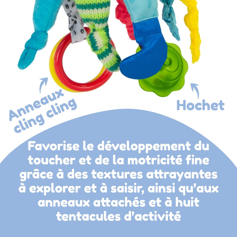 Lamaze Clip On Car Seat and Stroller Toy - Captain Calamari - Crinkle Car Seat Toys and Stroller Toys - Sensory Toys for Babies - Travel Toys for Car - Infant Toys Ages 0 Months and Up - Image 3