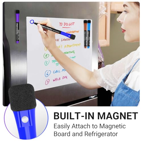 JR.WHITE Magnetic Dry Erase Markers Fine Point Tip, 12 Colors White Board Markers Dry Erase Marker with Eraser Cap, Low Odor Whiteboard Markers Thin Marking for Teachers Office School Supplies - Image 3