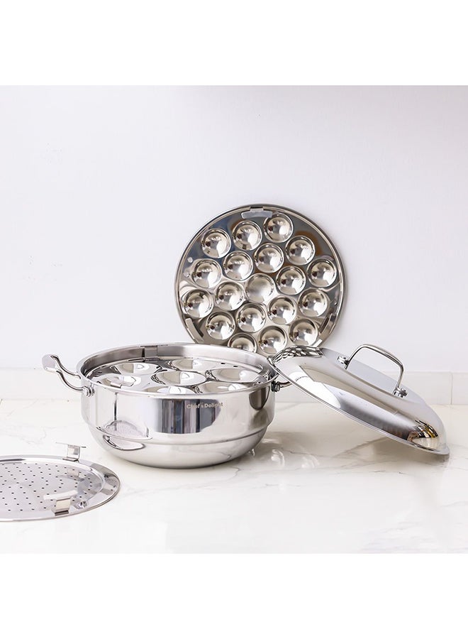 DANUBE HOME Chef's Delight Triply Multi Kadhai with Stainless Steel Lid – Heavy-Duty Induction & Gas Compatible Cookware for Versatile Cooking, Durable Triply Steel Kadai for Home Kitchen -27 Cm  - Image 1