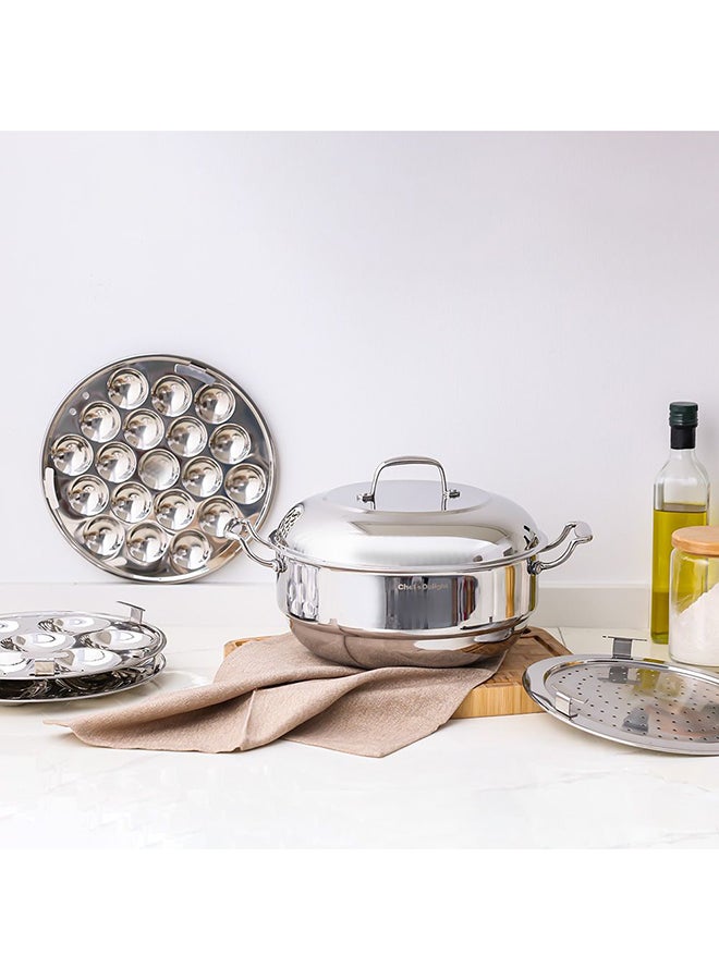 DANUBE HOME Chef's Delight Triply Multi Kadhai with Stainless Steel Lid – Heavy-Duty Induction & Gas Compatible Cookware for Versatile Cooking, Durable Triply Steel Kadai for Home Kitchen -27 Cm  - Image 4
