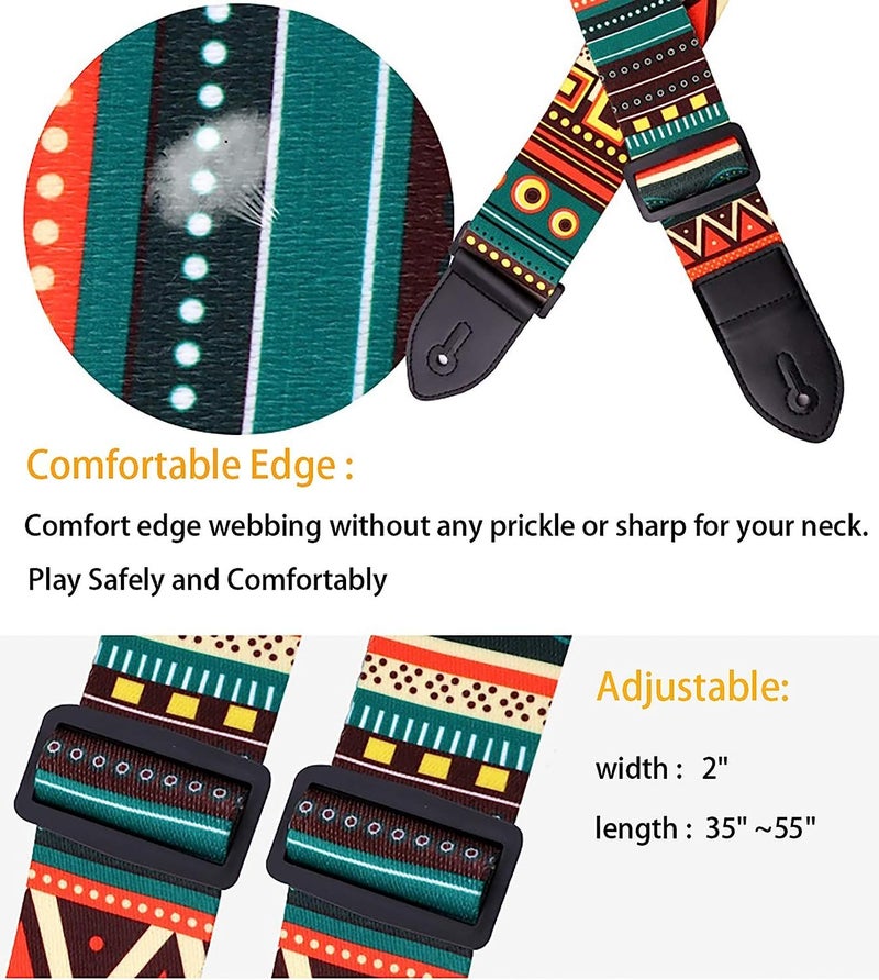 IMAGINEA Electric Guitar Strap/Belt with Leather End for Acoustic Guitar (Bohemian) - Image 2