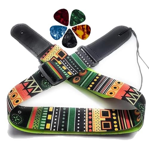 IMAGINEA Electric Guitar Strap/Belt with Leather End for Acoustic Guitar (Bohemian) - Image 1