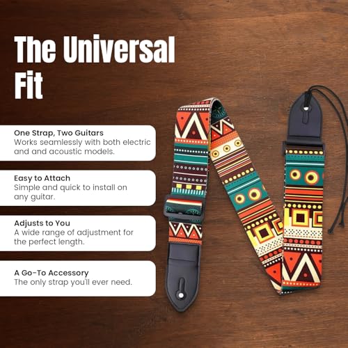 IMAGINEA Electric Guitar Strap/Belt with Leather End for Acoustic Guitar (Bohemian) - Image 5