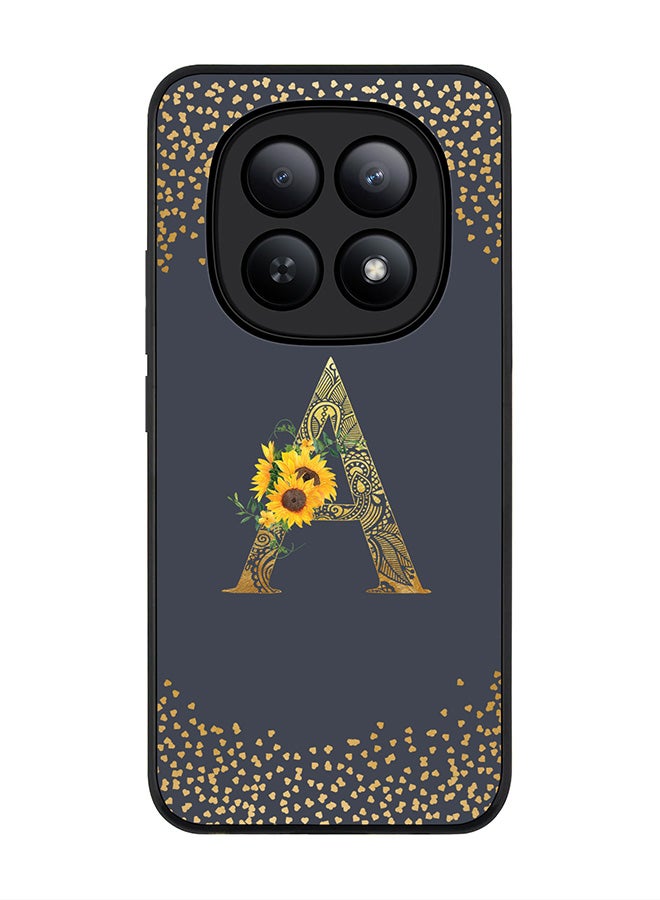 For Xiaomi Redmi Note 15 5G / Poco M8 Case,Slim fit Camera Protection, Shockproof Thin Phone cover  - Custom Floral Monogram - A  (Grey )