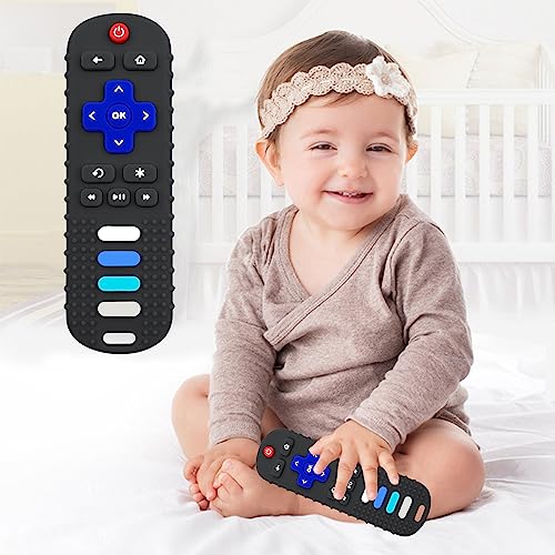 YAPROMO Baby Teething Toys,Reomte Teether Toys, Silicone Chew Toy for Babies 18+ Months, Remote Control Shape Teething Toys, Early Educational Toy BPA Free & Refrigerator Safe (Beige) - Image 2