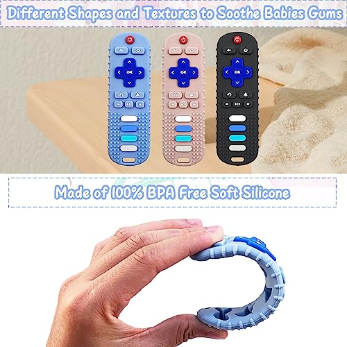 YAPROMO Baby Teething Toys,Reomte Teether Toys, Silicone Chew Toy for Babies 18+ Months, Remote Control Shape Teething Toys, Early Educational Toy BPA Free & Refrigerator Safe (Beige) - Image 4