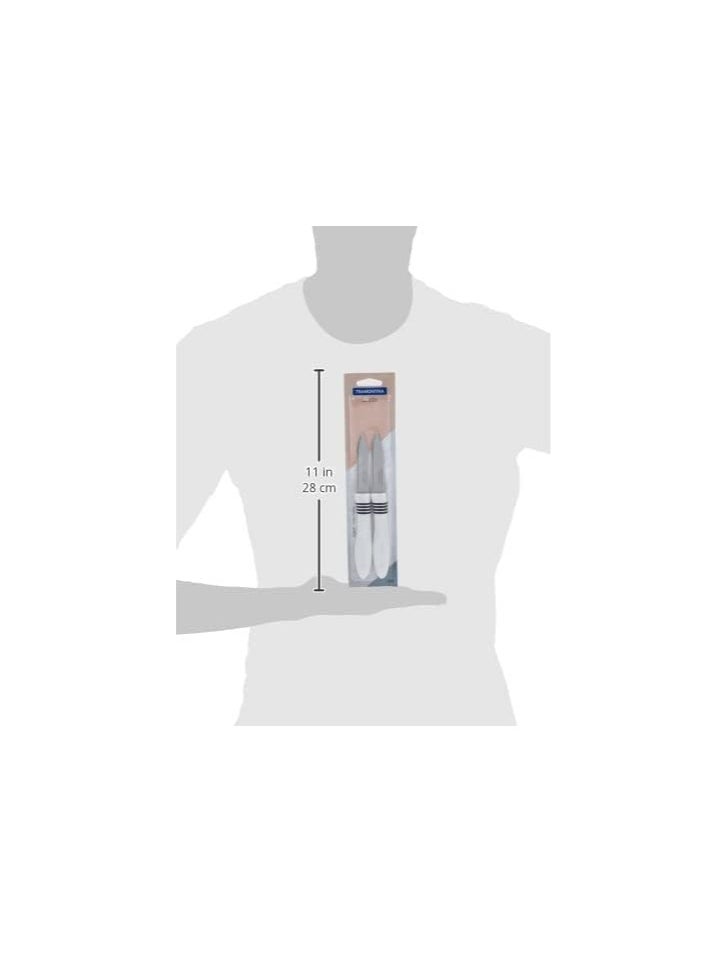 TRAMONTINA Since 1911,Made in Brazil- Cor&Cor 2 Pieces Paring Knife Set with Stainless Steel Blade and White Polypropylene Handle  - Image 3