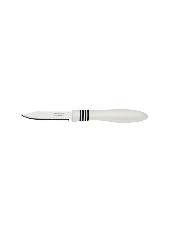 TRAMONTINA Since 1911,Made in Brazil- Cor&Cor 2 Pieces Paring Knife Set with Stainless Steel Blade and White Polypropylene Handle  - Image 1