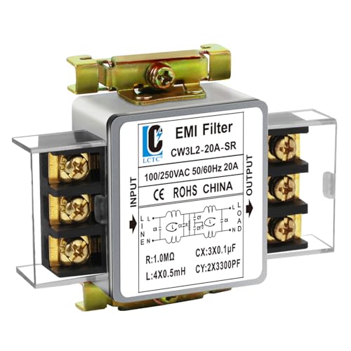 LCLCTC 120V Power EMI line filte,Noise,Suppressor for Home Appliances,Industrial & Medical Equipment,115V/250V 20A 50/60Hz - Image 1