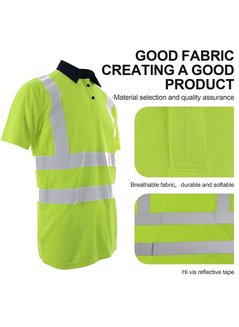 Zuolaya - High Visibility T Shirt Reflective Stripes Short Sleeve Work Shirt for Construction Safety T Shirts Green - Image 1