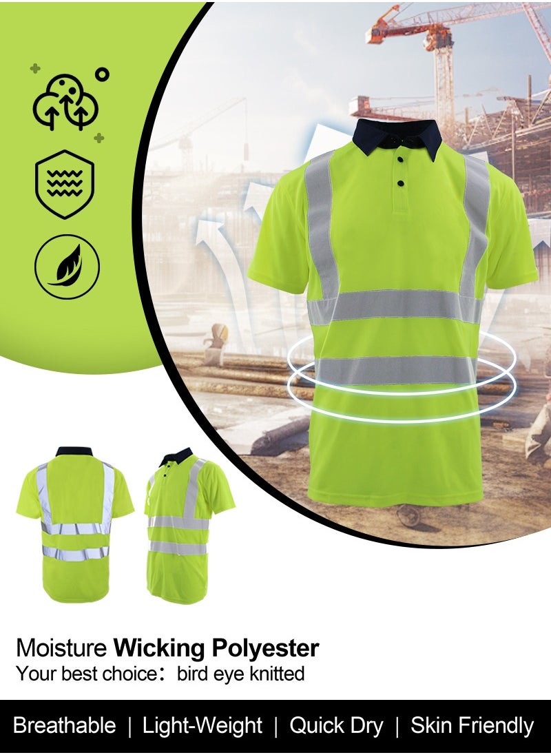 Zuolaya - High Visibility T Shirt Reflective Stripes Short Sleeve Work Shirt for Construction Safety T Shirts Green - Image 1