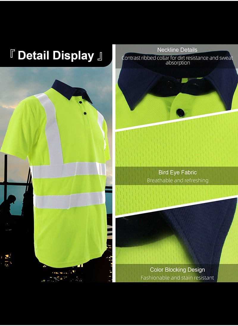 Zuolaya - High Visibility T Shirt Reflective Stripes Short Sleeve Work Shirt for Construction Safety T Shirts Green - Image 1