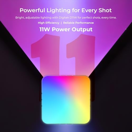 DIGITEK (LED-D11W RGB) 11W Portable Mini RGB LED Video Light with 2000mAh Battery, 21 Lighting Effects, 2500K–9900K CCT, HSI 0–360°, 120° Beam, CRI <95, 1/4" Mount, for Photography & Videography - Image 2