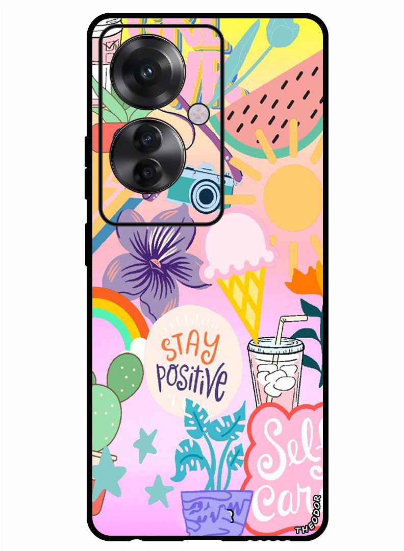 Theodor Protective Case Anti Scratch Shock Proof Bumper Cover For Oppo Reno 11F Stay Positive - Image 1