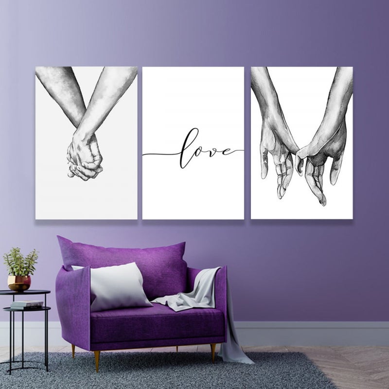 ماركتنا ثلاث لوحات قماشية بتصميم مودرن مع برواز مجوف مقاس (90×40) ثلاث قطع - Image 1