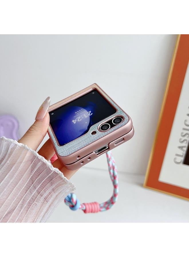 S-TOP Case For Samsung Galaxy Z Flip5 Illusory Color Leather Texture PC Phone Case with Color Strap - Image 4