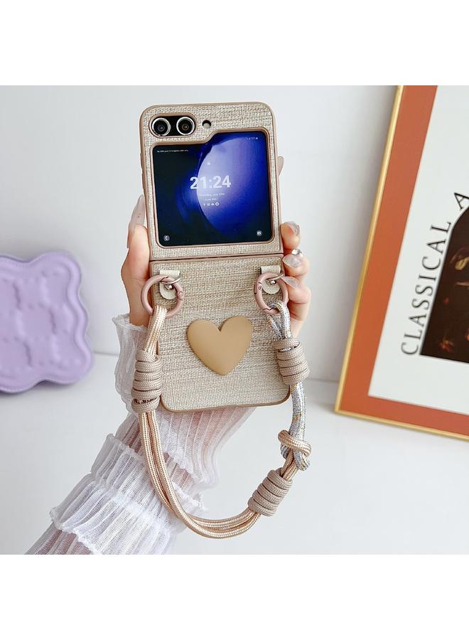 S-TOP Case For Samsung Galaxy Z Flip5 Illusory Color Leather Texture PC Phone Case with Color Strap - Image 2