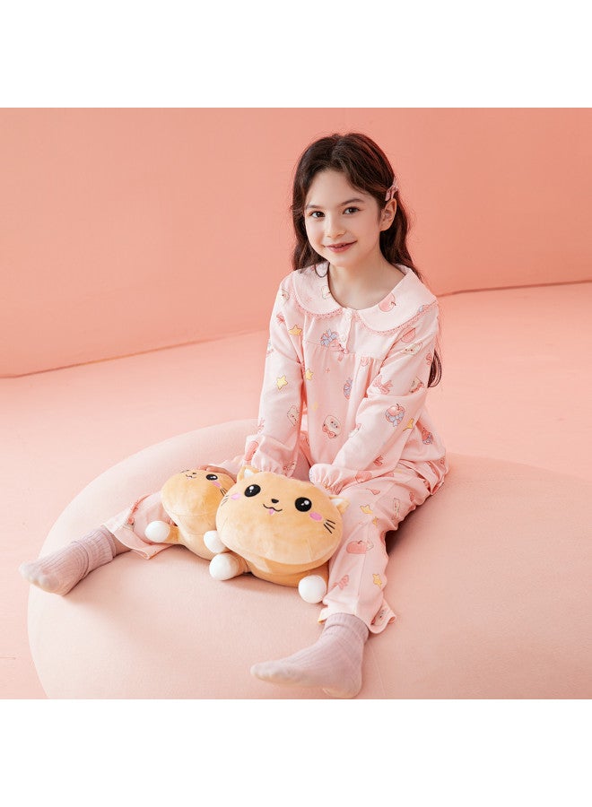 Fenton long Sleeve Pajama Set For Big Girls - 100% Pure Cotton Homewear - Image 4