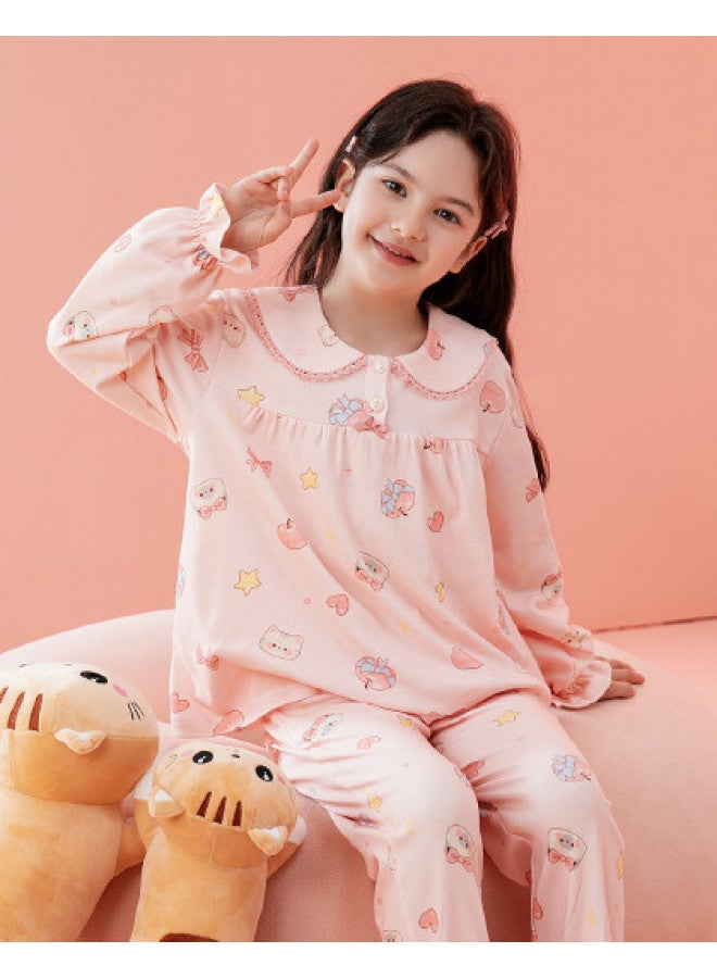 Fenton long Sleeve Pajama Set For Big Girls - 100% Pure Cotton Homewear - Image 1