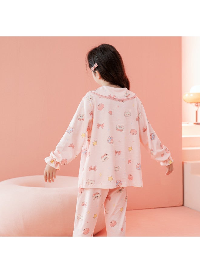 Fenton long Sleeve Pajama Set For Big Girls - 100% Pure Cotton Homewear - Image 3