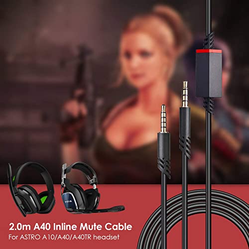 Knomix Replacement Cord Cable for Astro A40 Headset with Inline Mute Button Audio Cable for Astro A10/A40/A40TR Gaming Headset,Compatible with PS5/PS4 Controller -Black Braided - Image 3