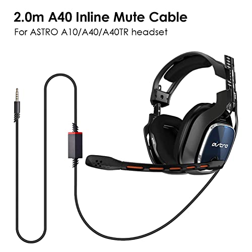 Knomix Replacement Cord Cable for Astro A40 Headset with Inline Mute Button Audio Cable for Astro A10/A40/A40TR Gaming Headset,Compatible with PS5/PS4 Controller -Black Braided - Image 2