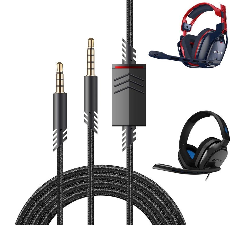 Knomix Replacement Cord Cable for Astro A40 Headset with Inline Mute Button Audio Cable for Astro A10/A40/A40TR Gaming Headset,Compatible with PS5/PS4 Controller -Black Braided - Image 1