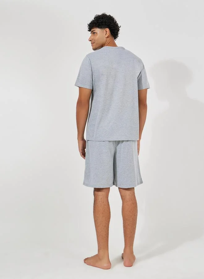 Styli Coffee Club Graphic Print T-Shirt & Solid Shorts Set