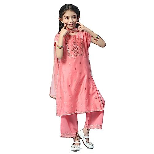 Biba Girl's Cotton Printed Straight Kid (Kw5222_Pink_9, Salwar Suit Set) - Image 5