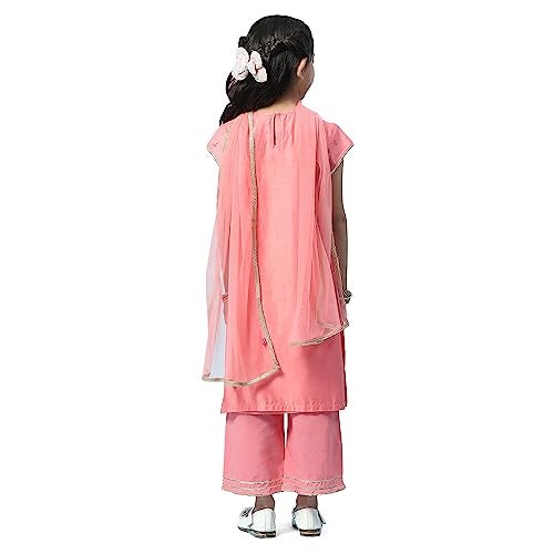 Biba Girl's Cotton Printed Straight Kid (Kw5222_Pink_9, Salwar Suit Set) - Image 4