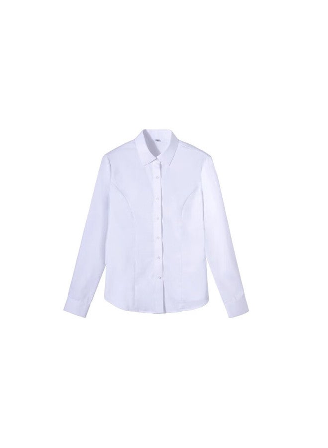 Lady Bird Miss Bird Anti-wrinkle Interview Blouse, Women's Suit Inner Layer, Professional Business Long-sleeve Straight Shoulder Top, White Shirt - Image 5
