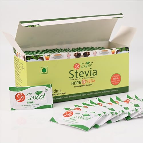 So Sweet Sugar Free Stevia Sachets 100% Natural Sweetener Low Calories |100 Sachet | Diabetic Safe - Image 4