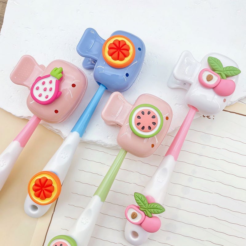 Cartoon Fruit Toothbrush Holder Set With Tangerine Watermelon Strawberry Design - Image 3