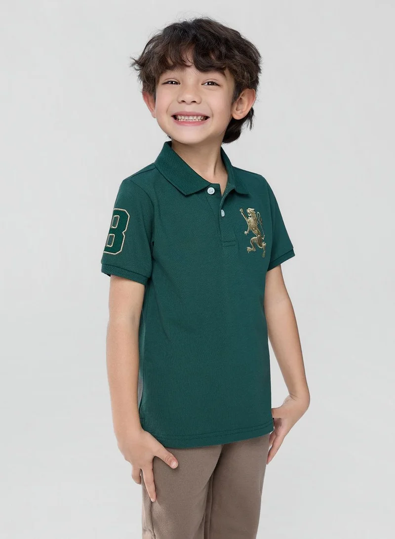 GIORDANO  Kids’ Slim Fit Lion Embroidered Cotton Polo  | Best Price UAE