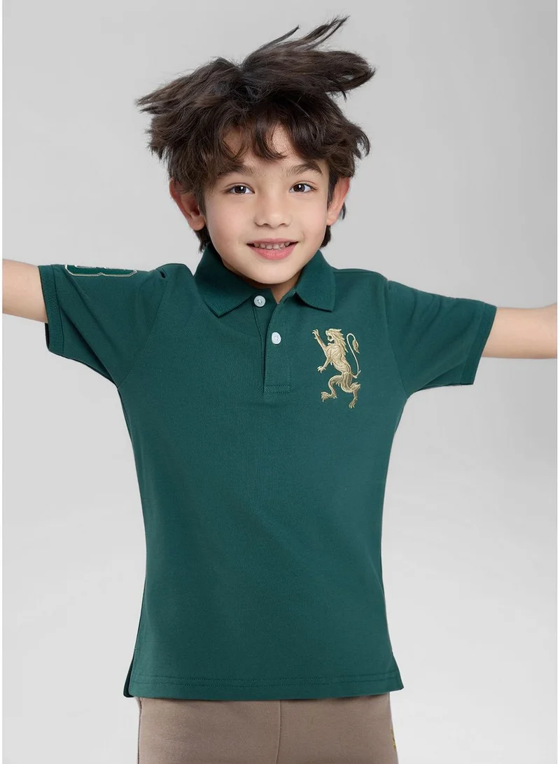 GIORDANO  Kids’ Slim Fit Lion Embroidered Cotton Polo  | Best Price UAE