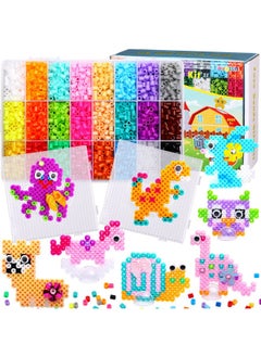 Fuse Beads Kit For Kids 4600Pcs+ 24 Colors Crafting Melting Iron Beads Set With 2 Pegboards 15 Patterns Ironing Paper & Wiggle Eyes Accessories For Boys Girls Craft Making